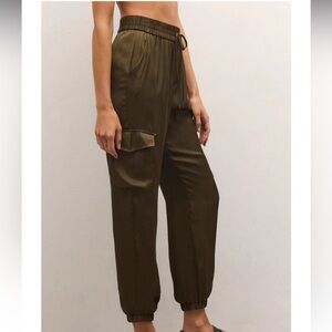 Z Supply Kelp Green Rory Cargo Satin Jogger Size Large